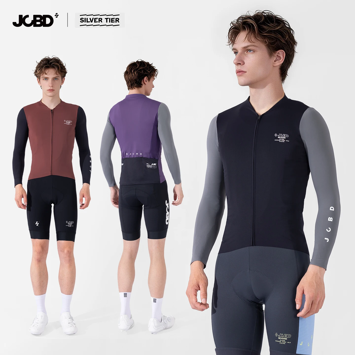 JCBD Mens Cycling Jersey Summer Autumn Lightweight Breathable Quick Dry Moisture Wicking UV Protection Slim Fit