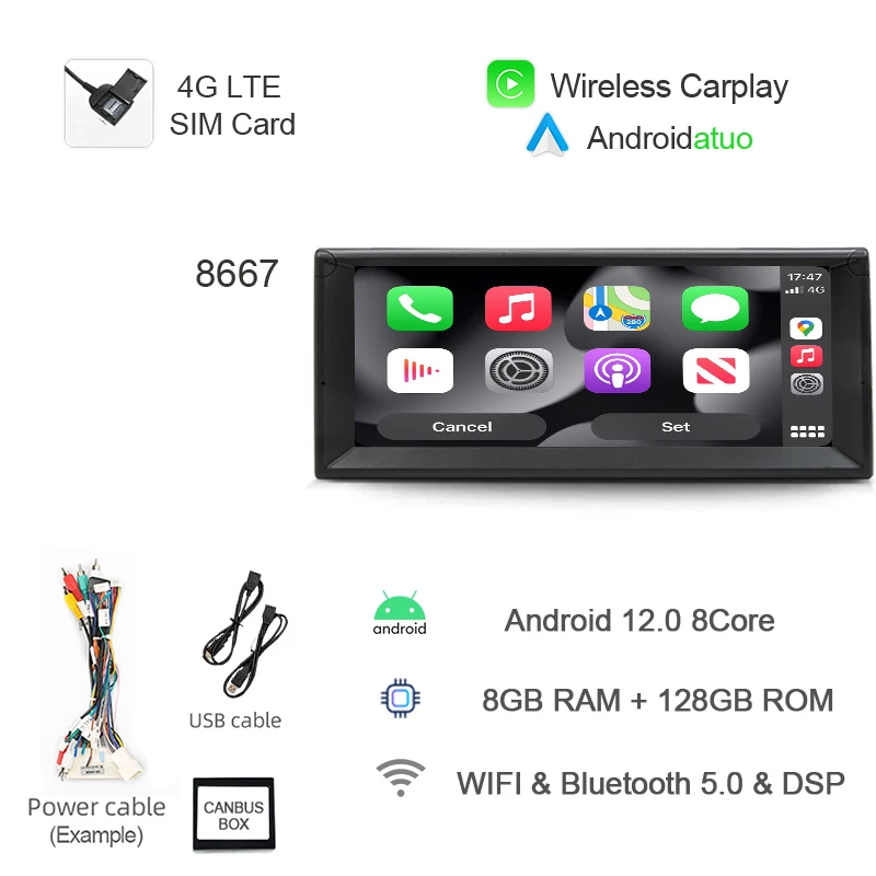 10.25 "720P Auto Android 12 8Gb + 256Gb Autoradio Navigatie Gps Speler Bluetooth Wifi Voor Bmw X5 E53 5 Series E39 M5 1996-2007