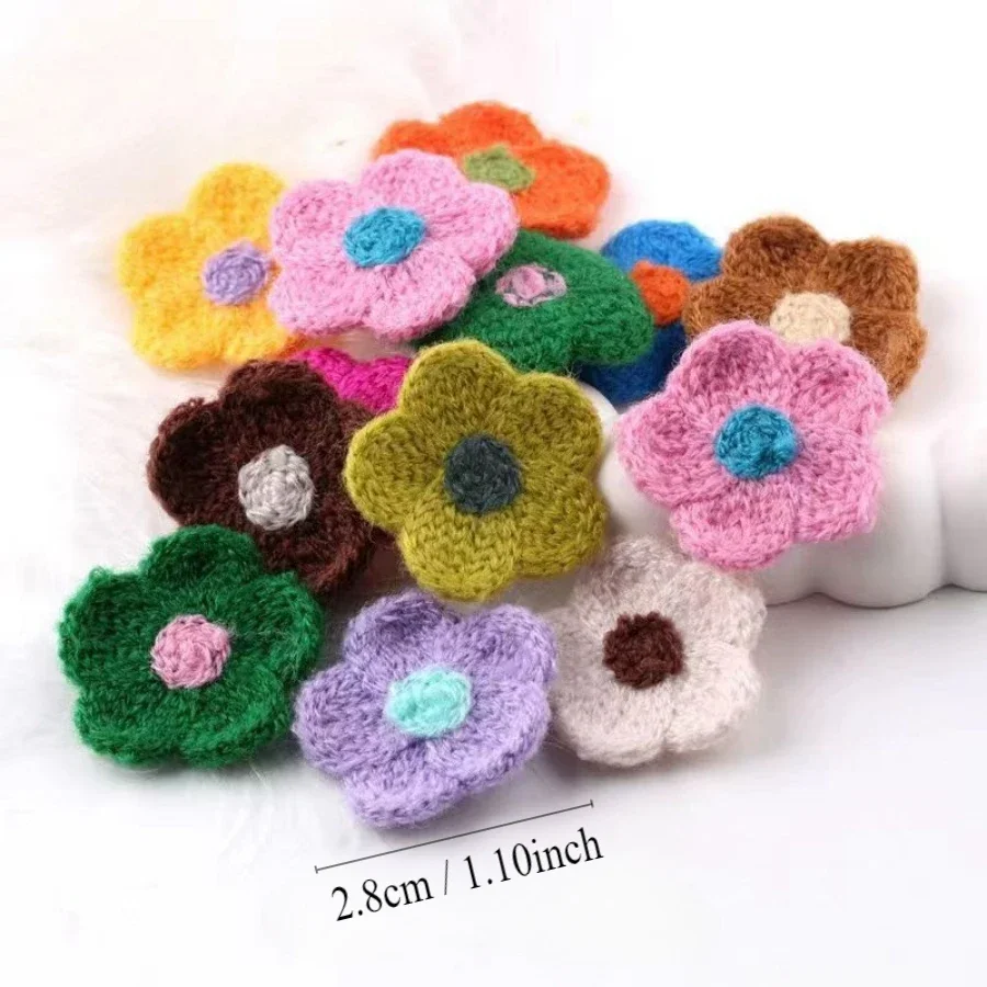 50/30/10pcs Sunflower Patch small fresh candy color wool Florets diy hair accessories Brooch clothing accessories decoration