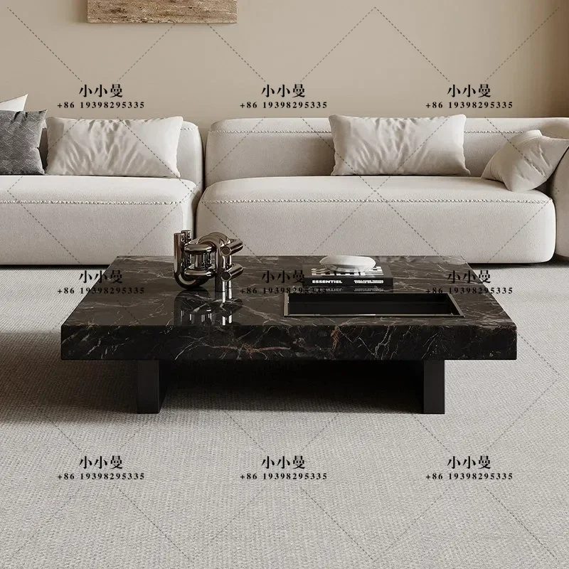 Italian minimalist suspended square rock slab living room home designer collects modern high-end tea table