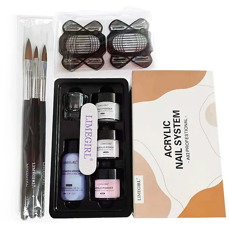 Acryl Nagel Pulver und Flüssigkeit Set mit Tipps Primer für Acryl Nägel Verlängerung Anfänger Set Rosa Weiß Klar Acryl Pulver kit