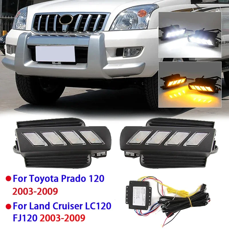 1Pair LED Car Fog Lights with Harness for Toyota Prado 120/for Land Cruiser LC120 FJ120 2003-2009