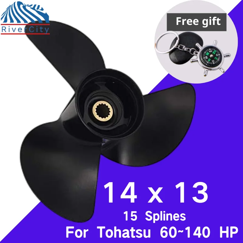 

For Tohatsu Nissan 60HP 70HP 75HP 90HP 115HP 14X13 Outboard Propeller Boat Aluminum Alloy Screw 3 Blade 15 Spline Marine Engine