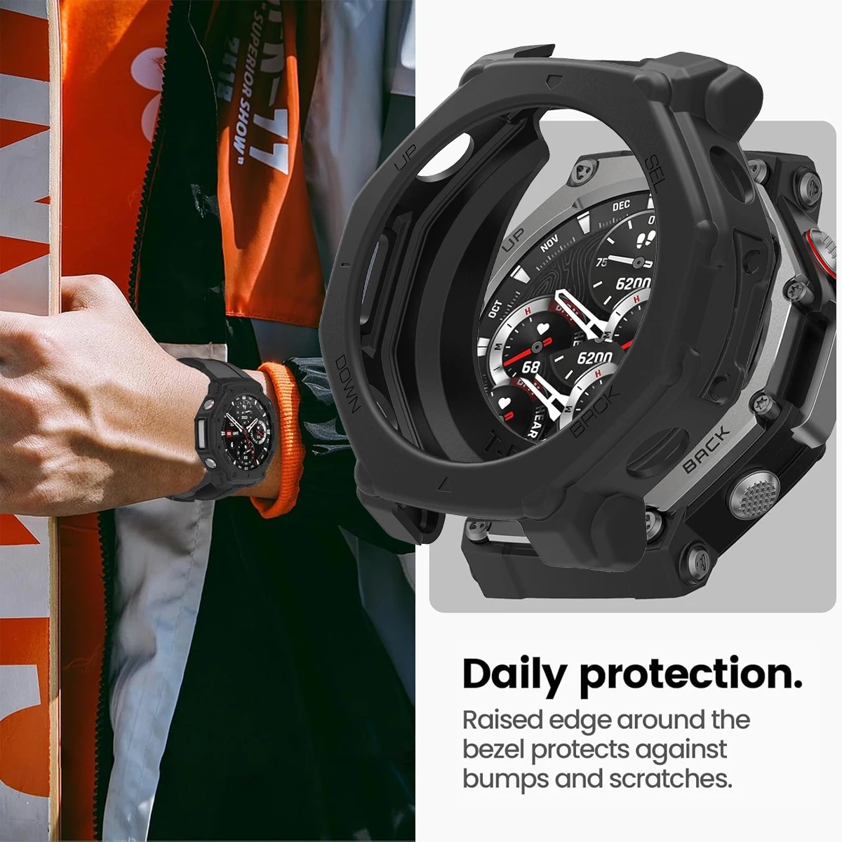 Etui na Amazfit T-Rex 3Pro 48mm [Bez osłony ekranu], ultracienkie, miękkie etui z TPU, odporne na wstrząsy, z ramką ochronną.