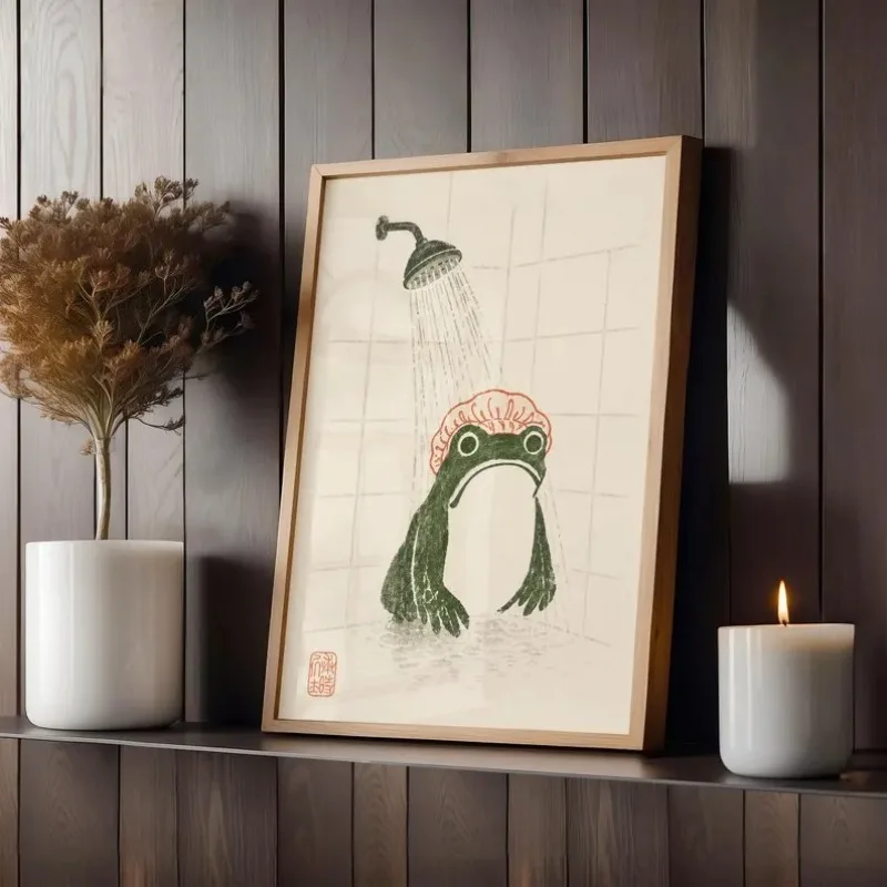 Cute Bathroom Hedgehog,Goose,Penguin,Frog Toilet Roll Storybook Animals Poster Canvas Painting Wall Art Pictures Home Decor