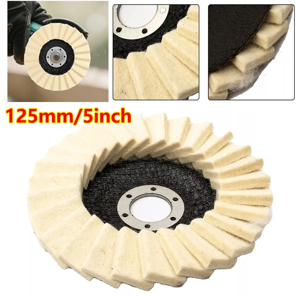 Rueda de pulido de 1x5 pulgadas, disco de fieltro de lana de 125mm, almohadilla para pulir, amoladora angular, almohadillas pulidoras redondas, pulido de encerado de Metal