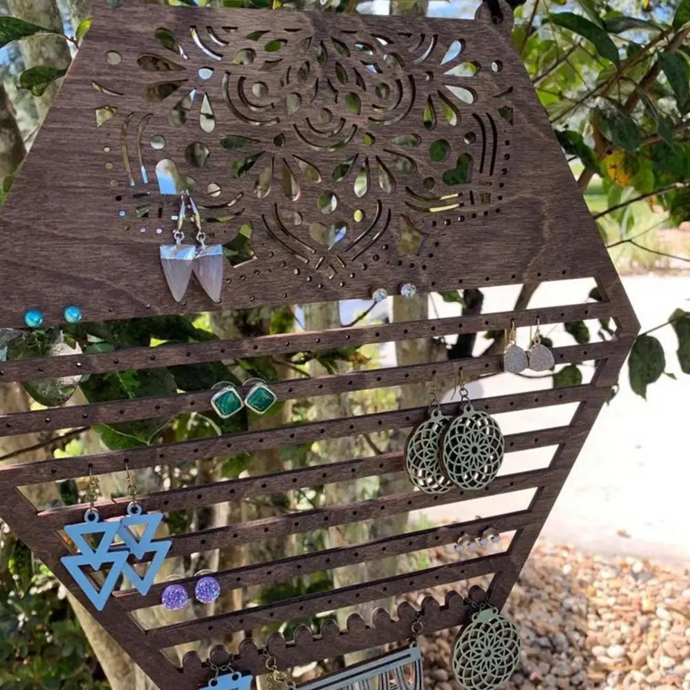 

Wooden Hanging Earring Holder Jewelry Organizer Vintage Earring Display Organizer for Women And Girls Earrings Necklaces