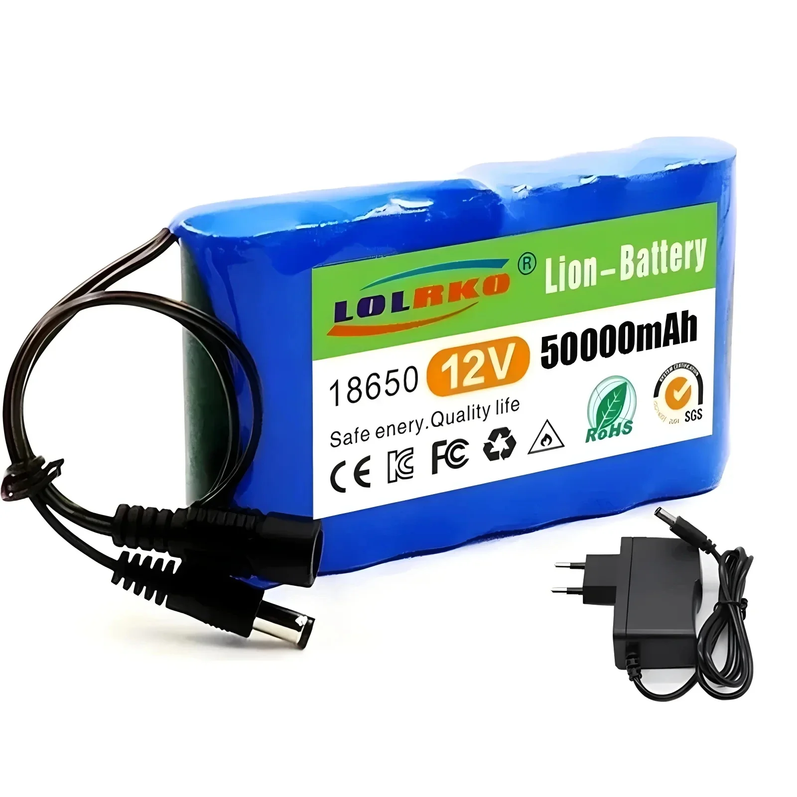 18650 Rechargeable Battery 12V 50000mah Lithium Battery Pack Capacity DC 12.6V 31Ah CCTV Cam Monitor with Charger