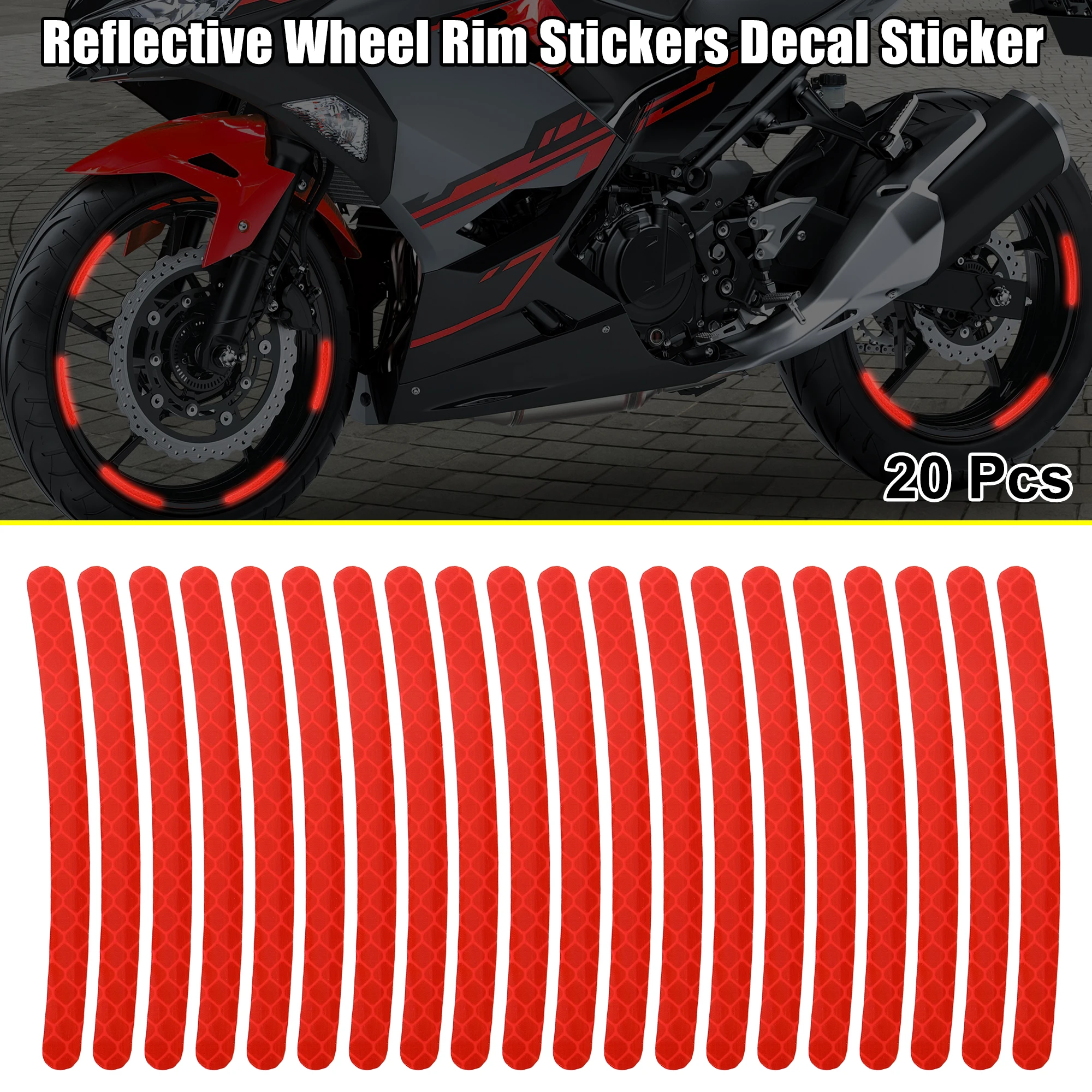 Motoforti 12-20pcs Reflective Wheel Rim Stickers Decal Sticker for Motorcycle Wheels Cycling Universal Night Safety Decoration