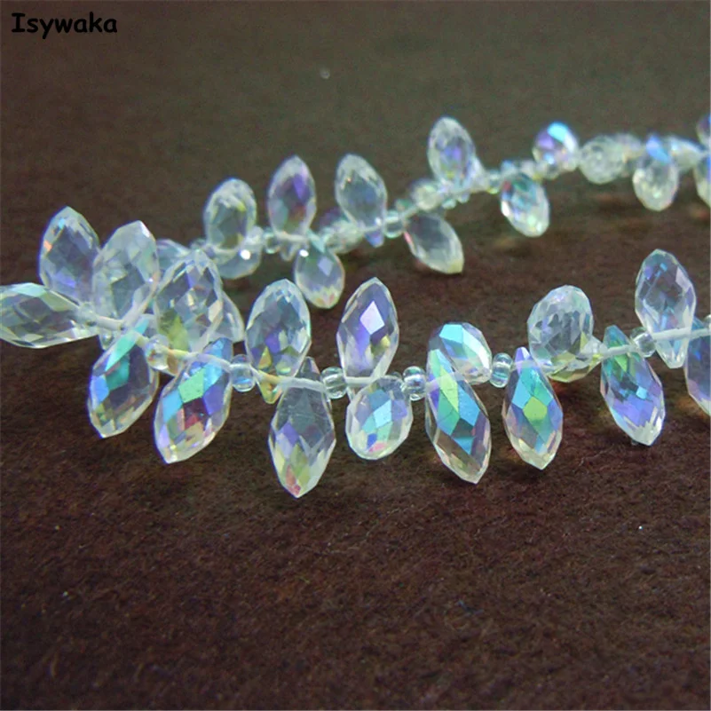 

100pcs 6*12mm White AB Color Faceted Teardrop Beads Austria Crystal Beads DIY Glass Beads Loose Spacer Bead Jewelry Making