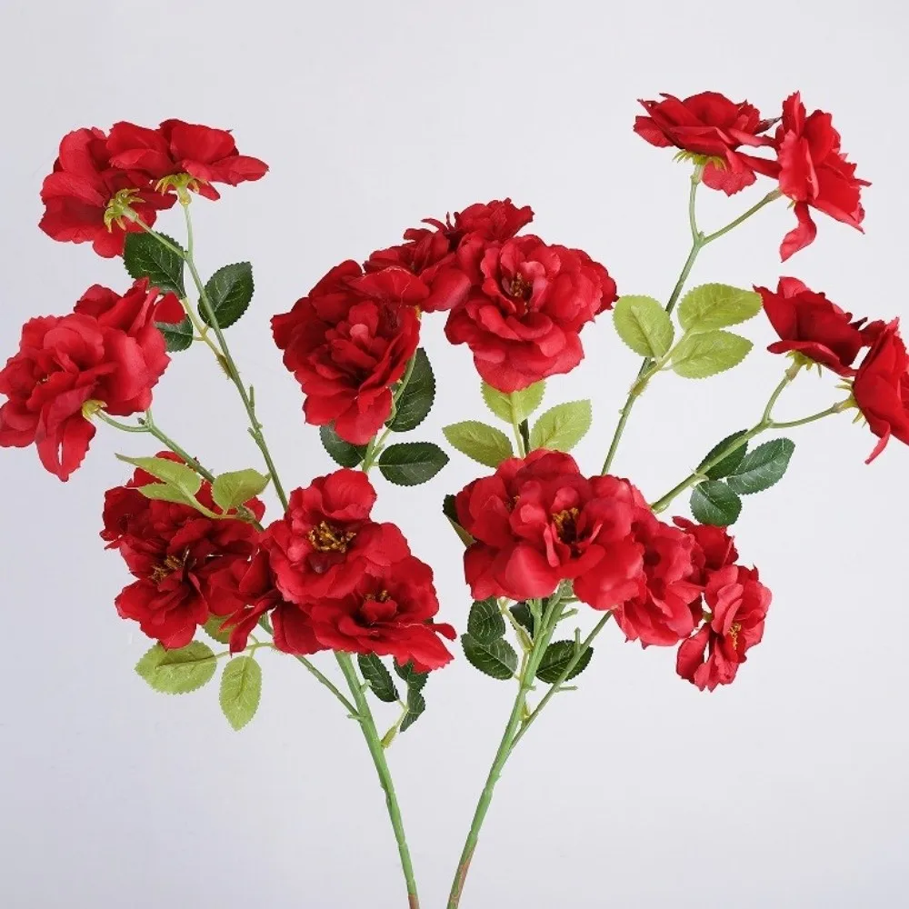 Real Touch Artificial Rose Flower Realistic Artificial Faux Rose Branch Luxury Handmade Simulation Big Rose Wedding Party