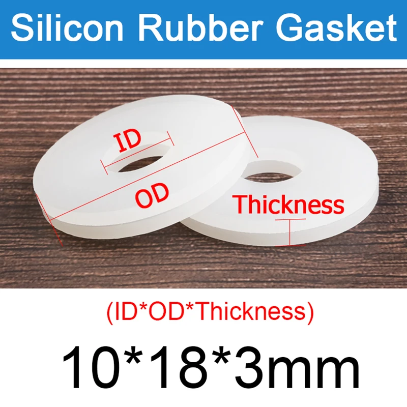 1-10pcs Flat Gasket 3mm Thickness ID 10-426mm White Silicone Rubber Flat Washer Flange Silicone Sealing O-ring Gasket DN15-400