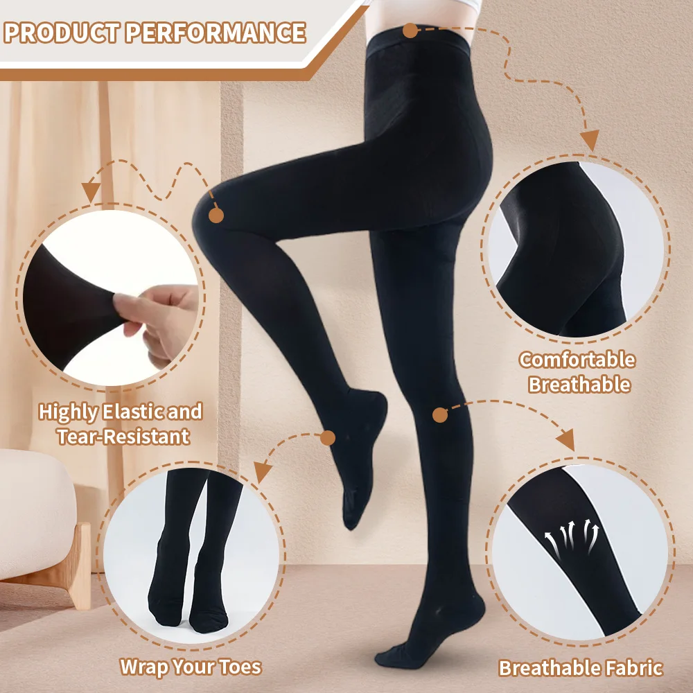 Hh 20-30mmHg Medical Compression Stockings Varicose Veins Plus Size Pantyhose Women Closed Toe Class 2 Pressure Pants Brace