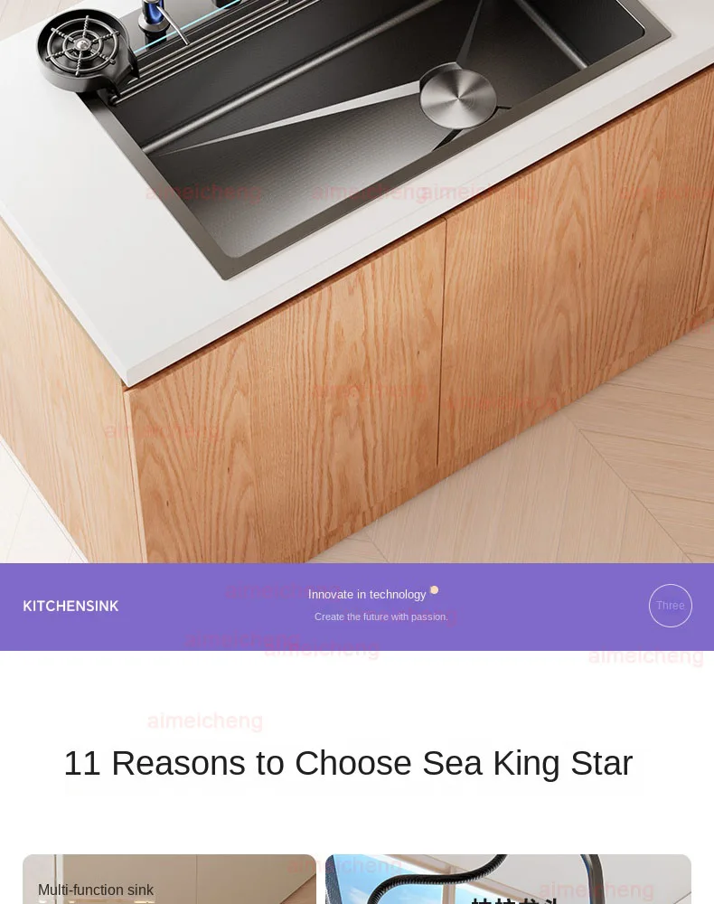 Neptune Star Whale Rain Vegetable Washing Basin Large Single Slot Thickened 304 Stainless Steel Sink Kitchen Household Dish Sink