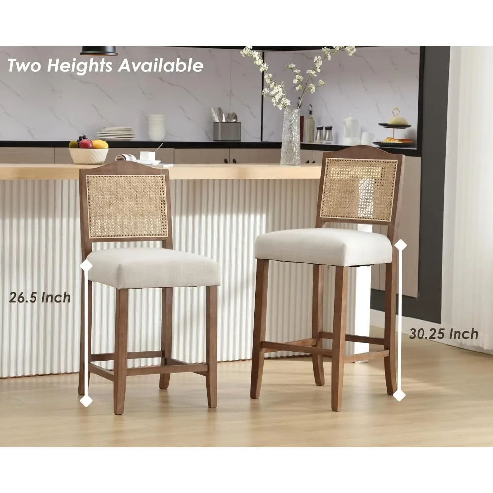 Bangku Counter Height 30 Inci Set 2 Rumah Pertanian Rotan Mid Century Modern, Kursi Bar