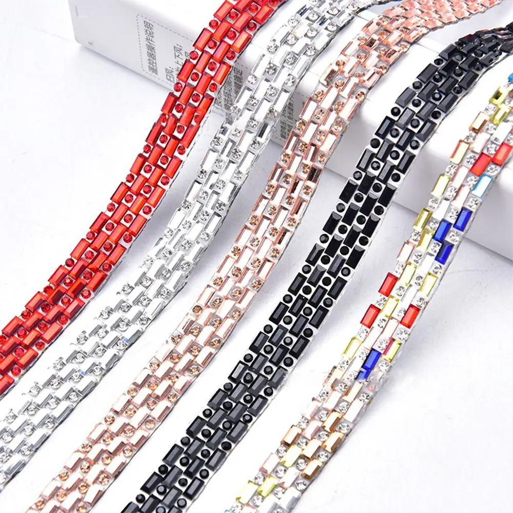 Colorful Self-Adhesive Rhinestone Tape DIY Diamond Ribbon Glitter Trim Tape Arts Crafts Garment Shoes Bags Sewing Accessories