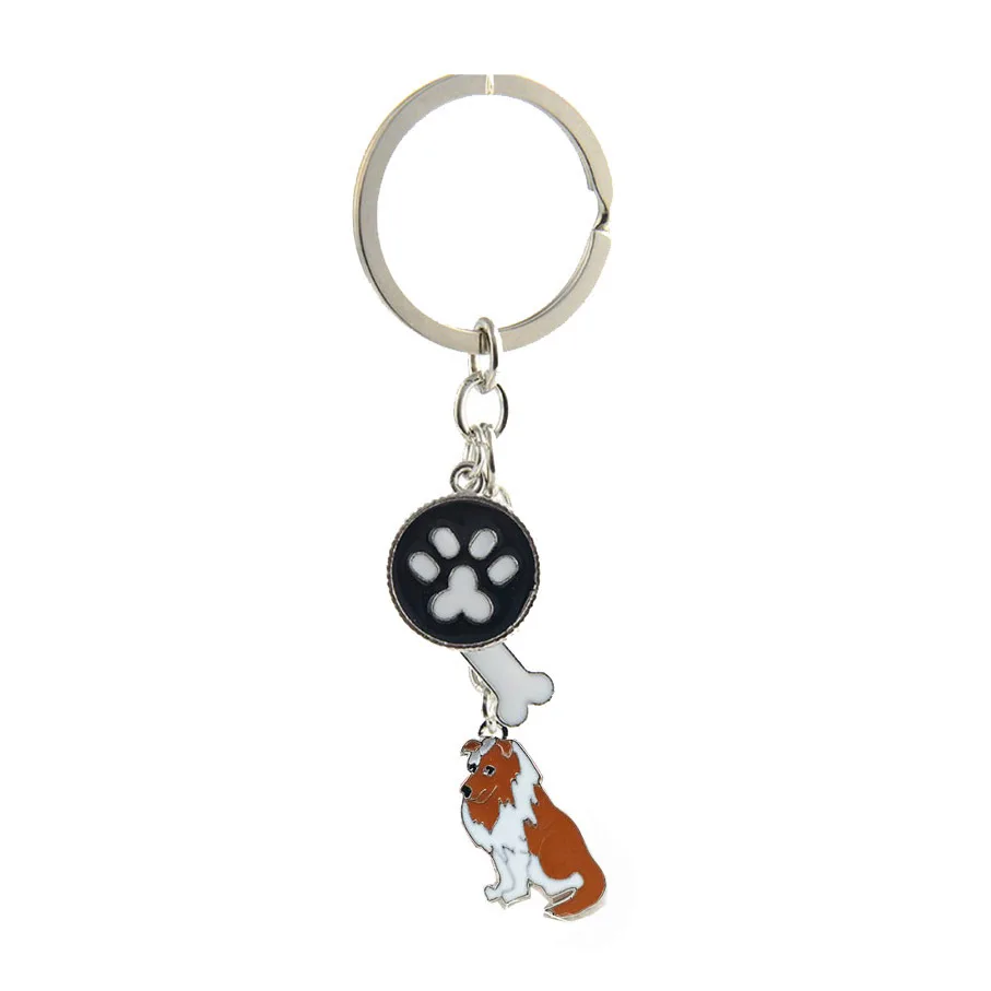 Cute Cartoon Shetland Sheepdog dog Keychain pet animal dog Key Chains Keyring Bag Pendant Hanging Jewelry Gift