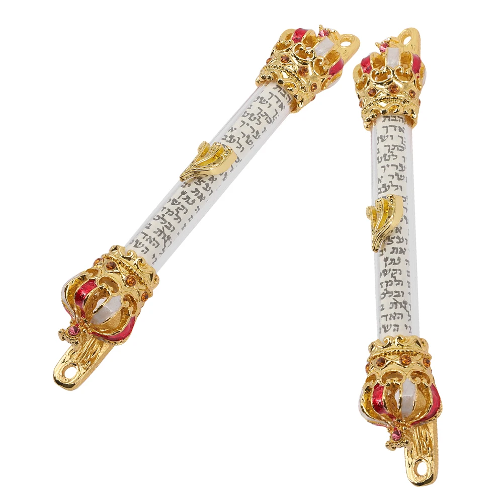 

2pcs Religious Metal Gifts Mezuzah Door Jewish Symbols Crown Case Israel Present Material Unique Design Versatile Decor