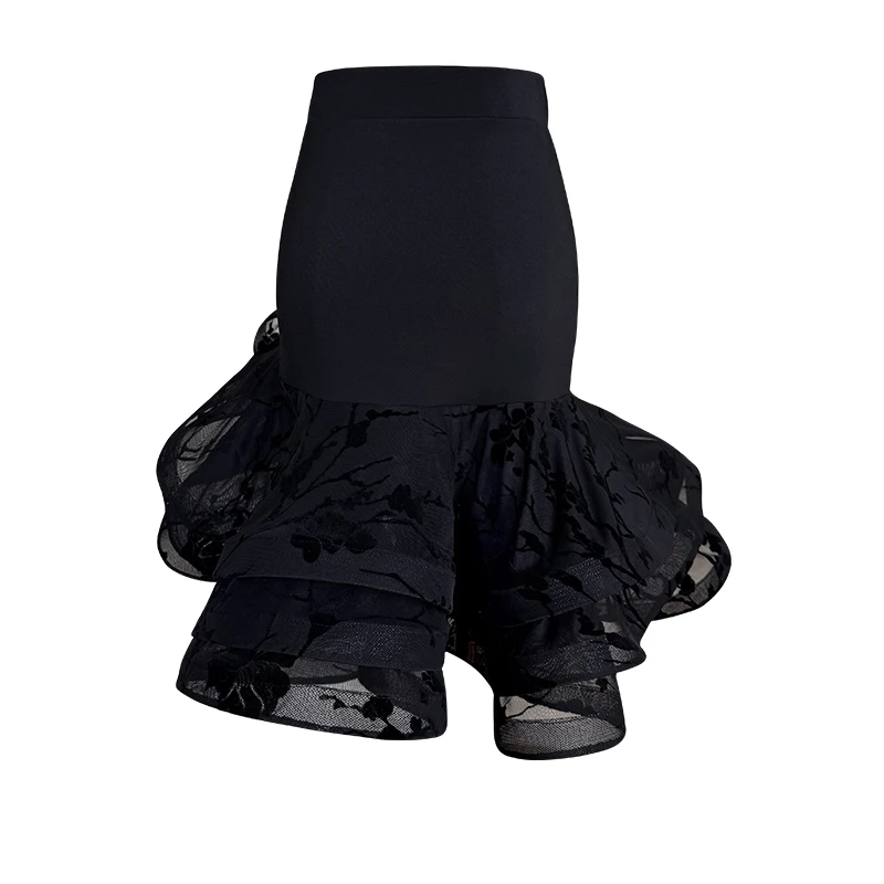 Spódnica do tańca latynoamerykańskiego, odzież treningowa, koronkowa spódnica z fiszbinami, kostium do samby, cha-chy, salsy, strój do ćwiczeń cha-chy, odzież treningowa DQL12162