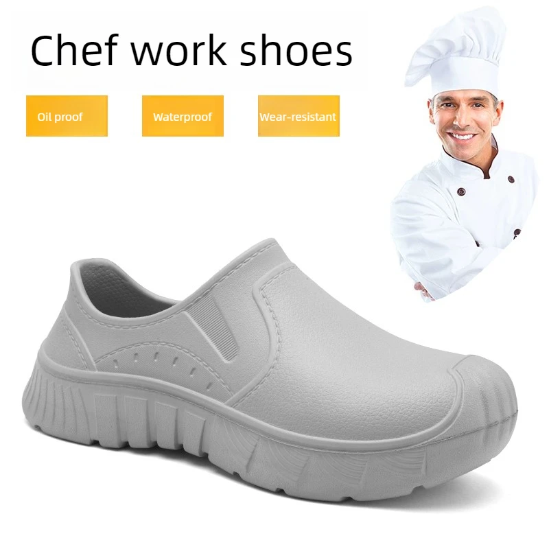 

2026 Men Women EVA Chef Shoes Non-slip Waterproof Oil-proof Shoes Comfortable Workers Slippers Outdoor Fishing Shoes Size 39-45