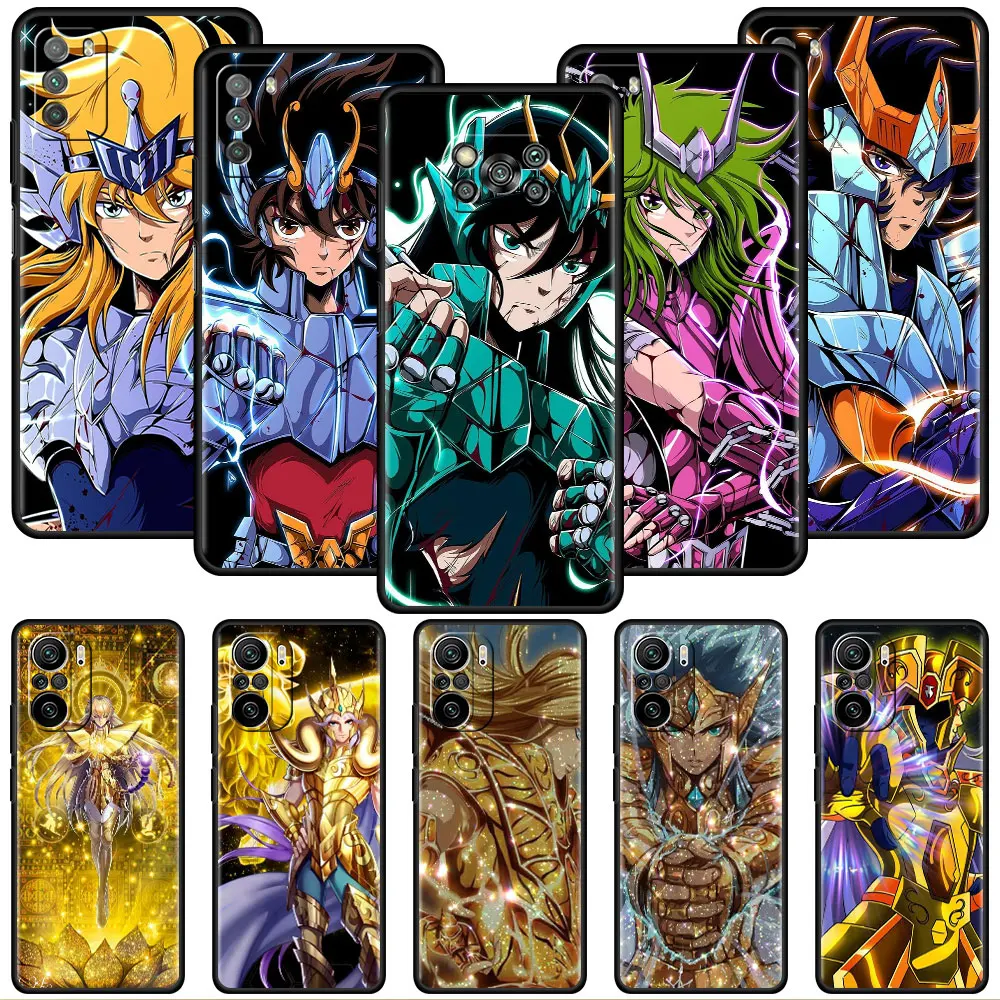 

Phone Black Case For Xiaomi Redmi Note 11 12 10 9 8 7 Pro 9S 9A 9C 10s 8T K40 10C 10S Funda Soft Cover Saint Seiya Aiolos Camus