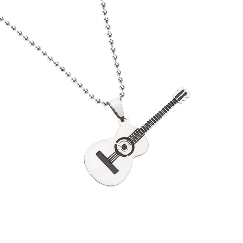 Guitar Musical Necklace Pendant Stainless Steel Jewellery Black/Gold/Silver D5QB image 2