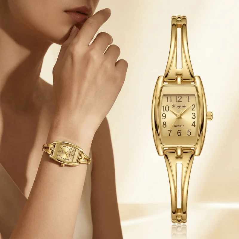 

Элегантные женские наручные часы-браслет класса люкс: изысканные кварцевые часы из сплава для женщин, модный подарок для дам