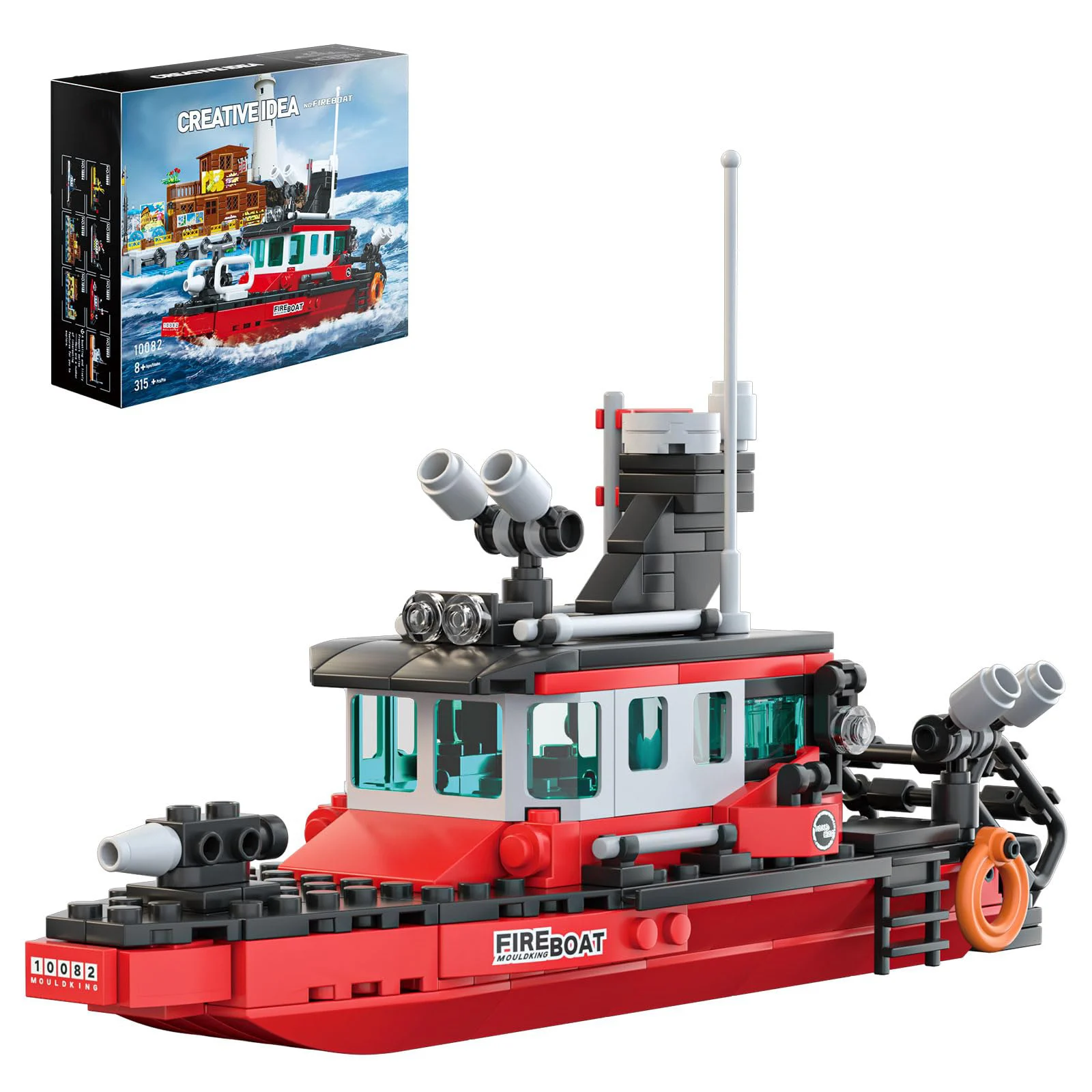 

MOLD KING 10082 Многофункциональная модель пожарной лодки, 315 шт., сборочные кирпичи, набор строительных блоков, игрушки «сделай сам», рождественские подарки