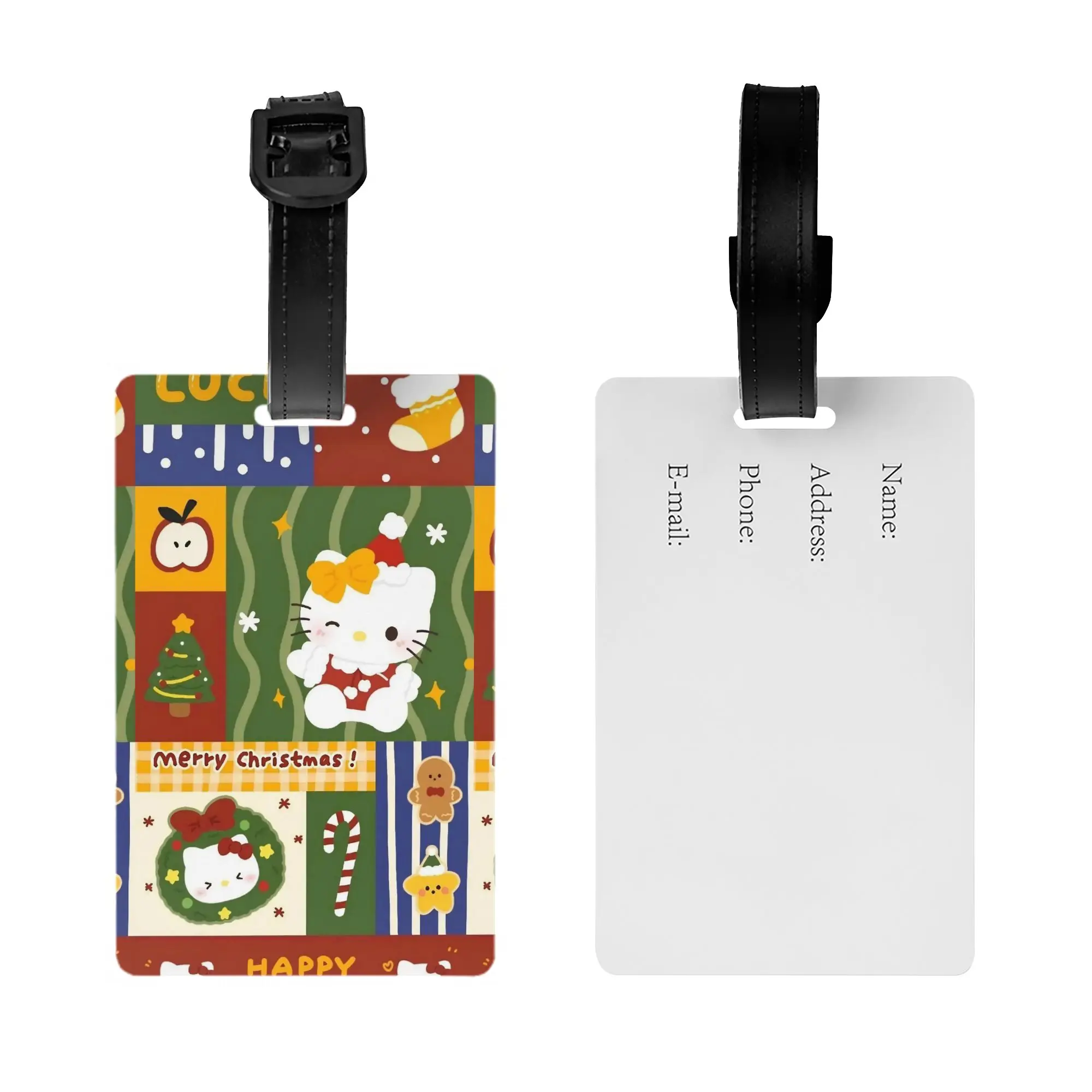 ป้ายติดกระเป๋าเดินทางลายเฮลโลคิตตี้ ของขวัญคริสต์มาส อุปกรณ์เสริมการเดินทาง ป้ายพีวีซีสำหรับติดกระเป๋าเดินทาง ป้ายชื่อ ป้ายที่อยู่ ป้ายติดกระเป๋าเดินทางสำหรับเครื่องบิน