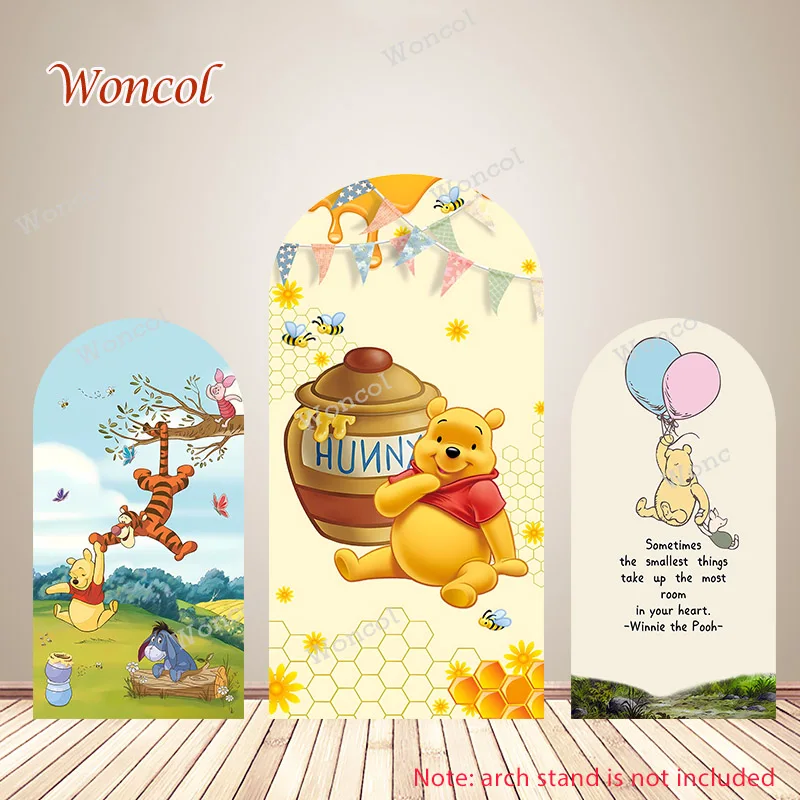 Winnie The Pooh Arch Cover Winnie The Pooh Baby Shower Backdrop Piglet Tigger Eeyore Pooh Double-Sided Arch Cover Birthday Decor