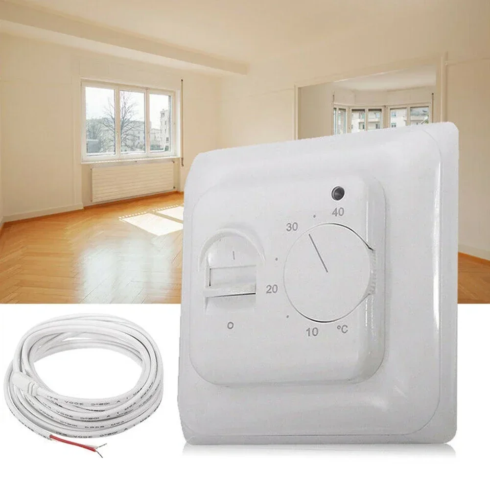 1pc Electric UnderFloor Heating Thermostat Control Switch Floor Sensor Cable White 16A With 2pcs Screws 86x86mm