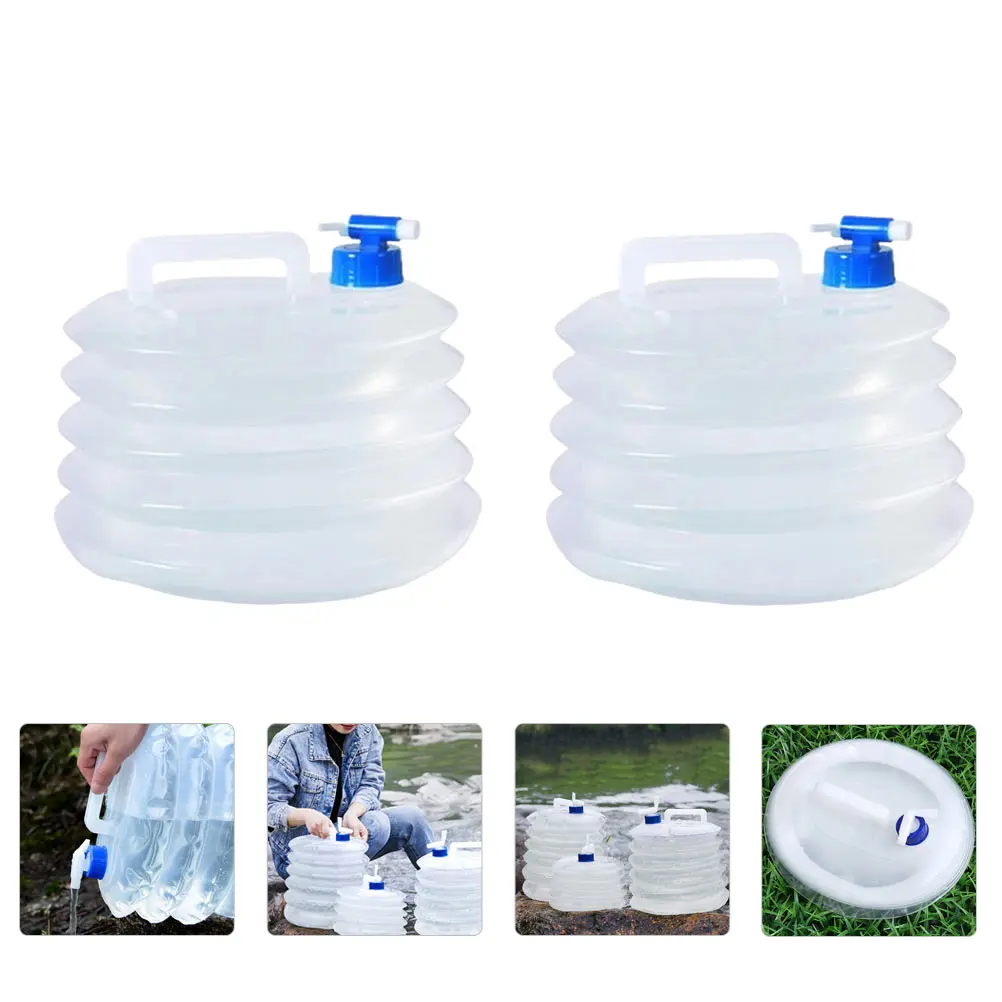 

2pcs Portable Bucket Foldable Water Bag Outdoor Camping Tools Leak-Proof Water Container For Hiking Picnics Lightweight Durable