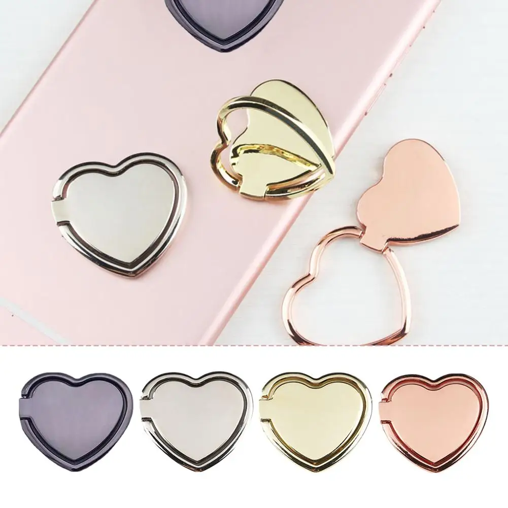 Heart Pattern Mobile Phone Finger Holder 360 Degree Mobile Self Stand Adhesive Phone Holder I6o4