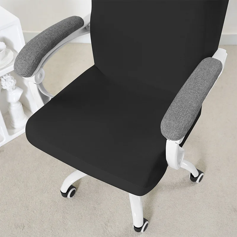 Polar Fleece Office Chair Covers Elastic Waterproof Computer Chairs Slipcovers Solid Color Home Office Chair Zippered Version