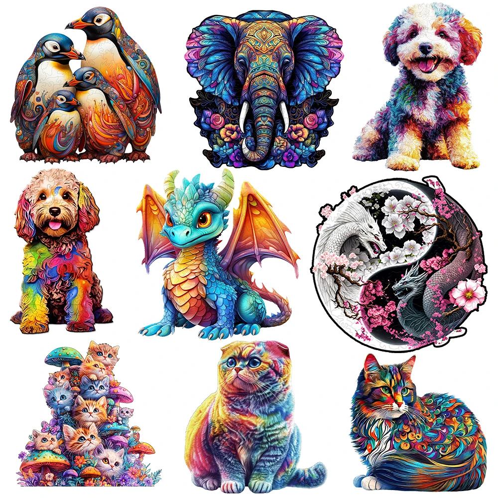 

Сложная деревянная головоломка для взрослых — дизайн животных, кошек и собак, неправильной формы, идеальный подарок на день рождения, подходит для любителей головоломок