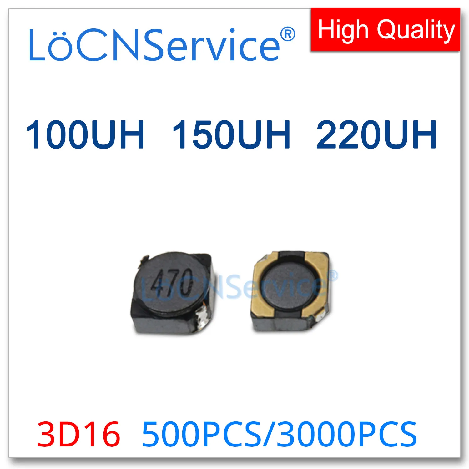 

LoCNService 500PCS 3000PCS 3D16 3.8*3.8*2.1mm SMD 100UH 150UH 220UH SMT Shielded Power Inductors