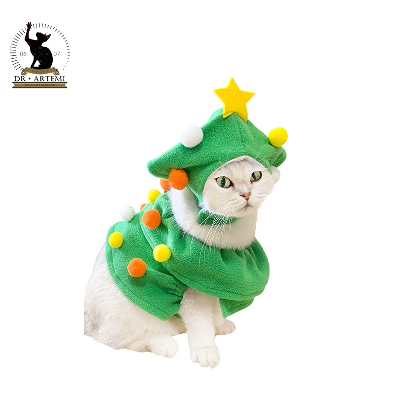 2 Pieces Suit Christmas Tree Pet Clothing Soft Adjustable Dress Up Small Dog Puppy Cat Costume Decor