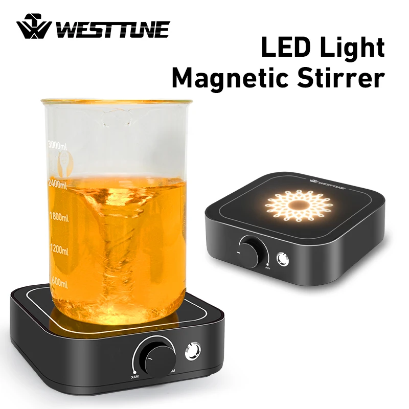

Westtune 3L LED Lab Magnetic Stirrer 3000RPM Adjustable Speed Portable Magnetic Mixer Electric Lab Stirrer with 2 Mixer Stir Bar