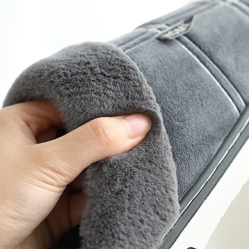 Large size 46-51 Winter House slippers Men Striped comfortable Indoor slippers Short plush Warm Non slip men slippers Gray/Brown