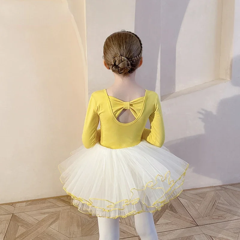 

Ballet dress Kids Gymnastics Dance Leotard Ballerina Clothing Short /Long Sleeves Tulle Bowknot Gymnastics Leotard Dance Wear