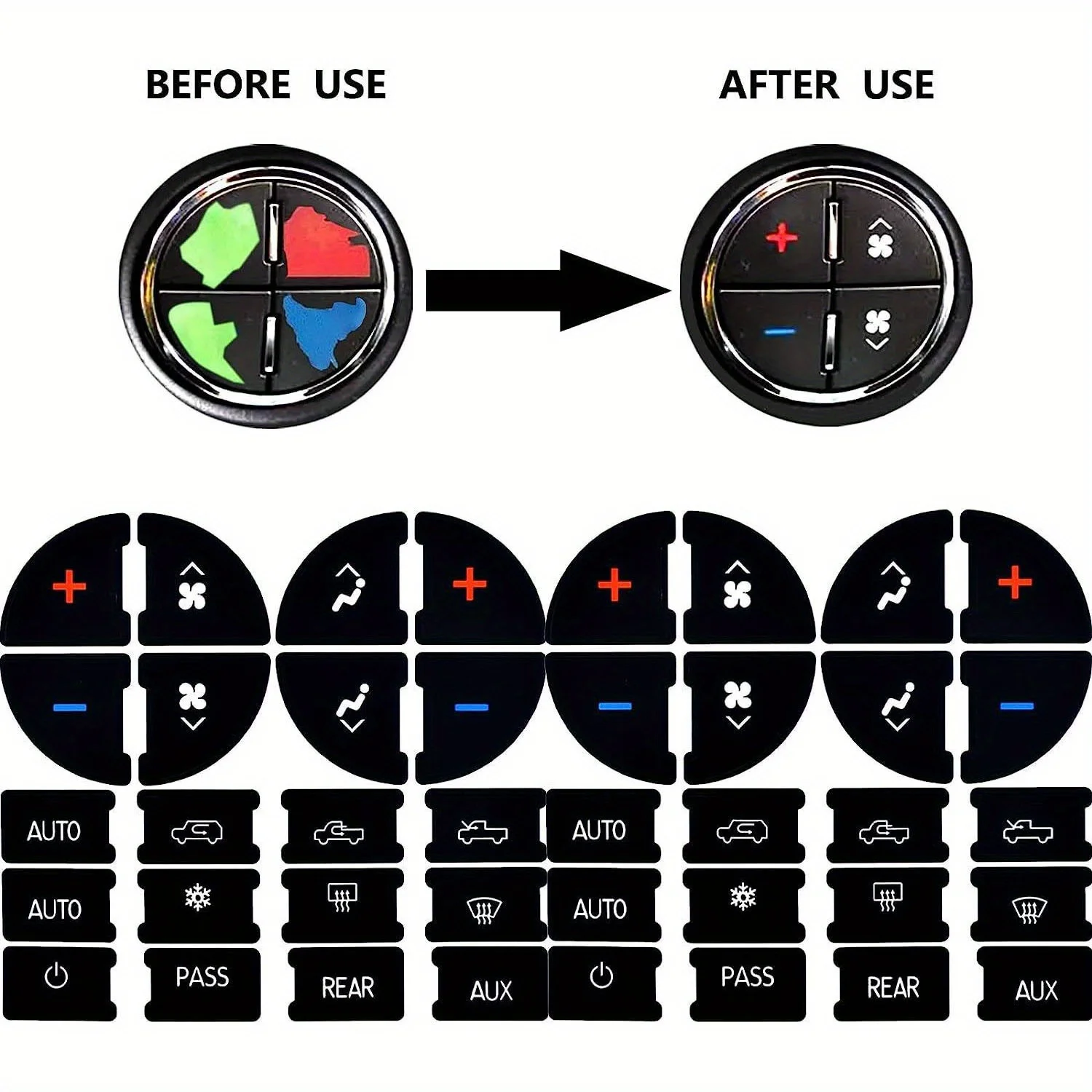 Car button AC label, central control dashboard button sticker - the most suitable for repairing air conditioning control buttons