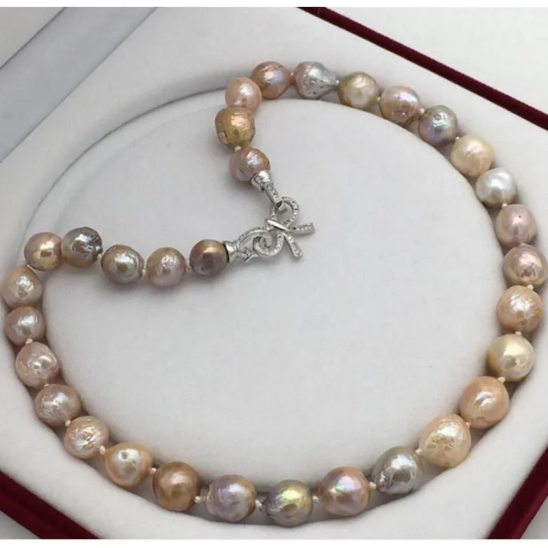 

New AA12-13 mm real natural rainbow of south sea pearl nelace 19"Beautiful butterfly clasp no box