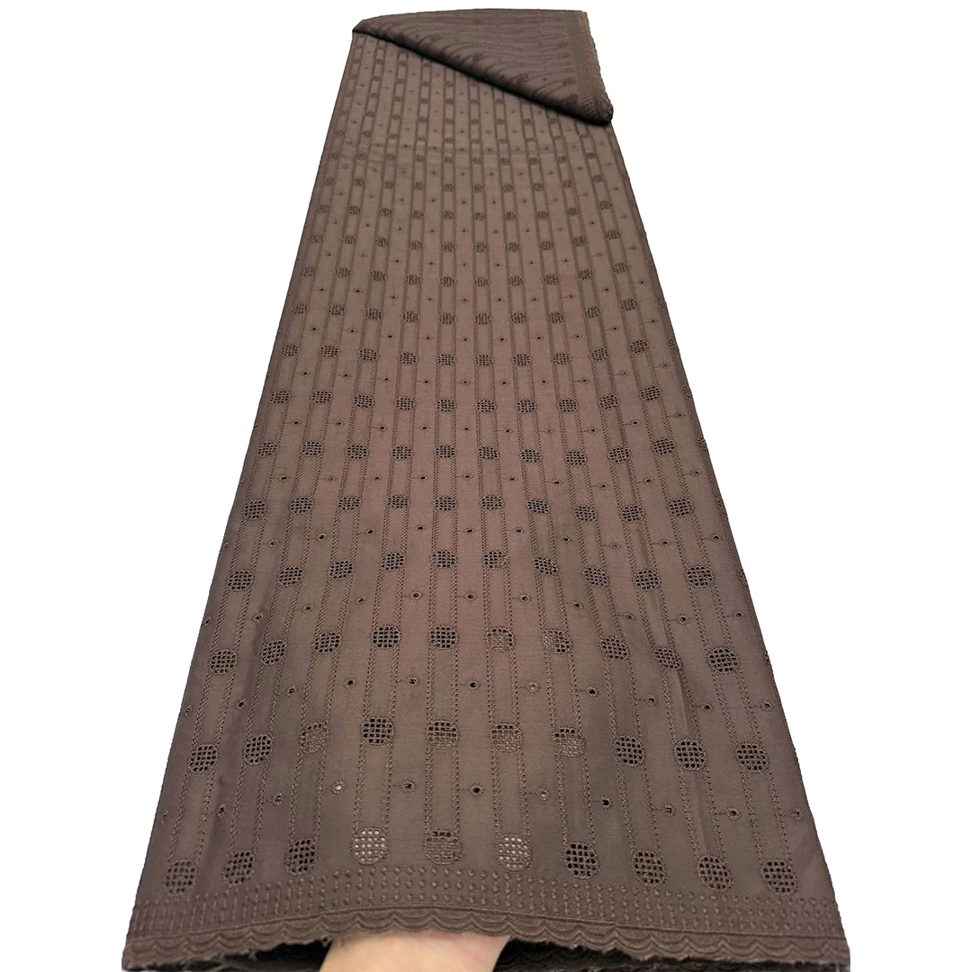 2026 African Nigerian 100% Cotton Polish Smooth Embroidery Fabric High Quality Swiss Voile Lace Material For Men Dubai Style