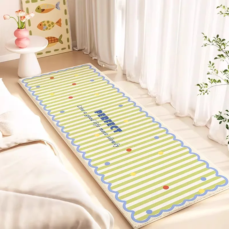 Bedroom Bedside Rug Soft and Comfortable Faux Cashmere Carpet Modern Style Fresh Striped Floor Mat Long Home Decoration Carpets