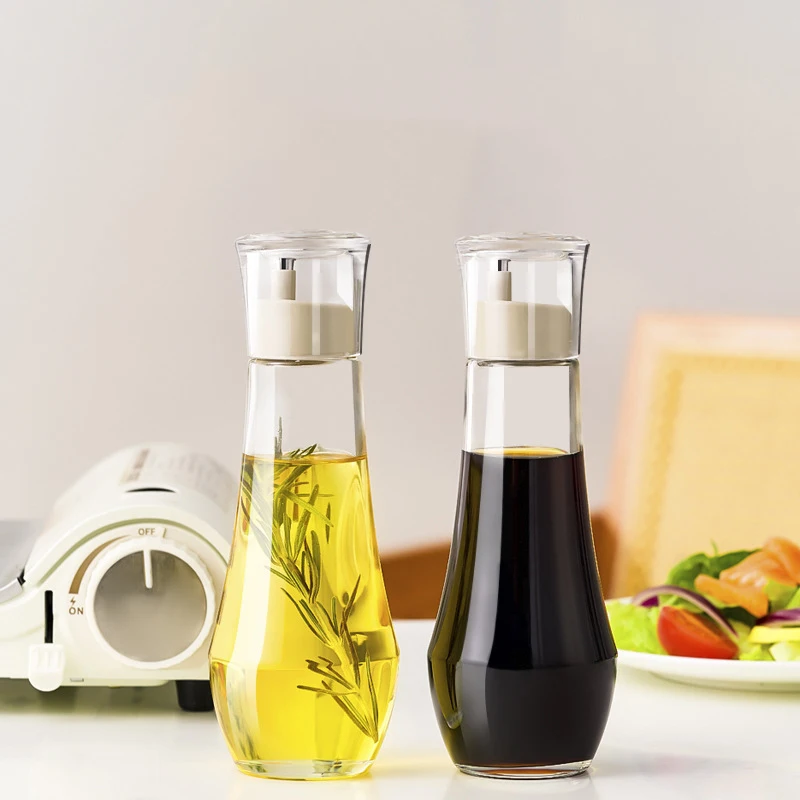 Thickened Refillable Glass Mouthwash Dispenser with Lid Portable Oil Pourer Bottle Multi-functional Leak-proof Oil Sprayer Home