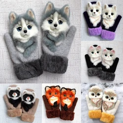 Warm Winter Gloves For Teenage Girls and Boys Adult Animal Covered Warm Mittens Outdoor Wear Clothing