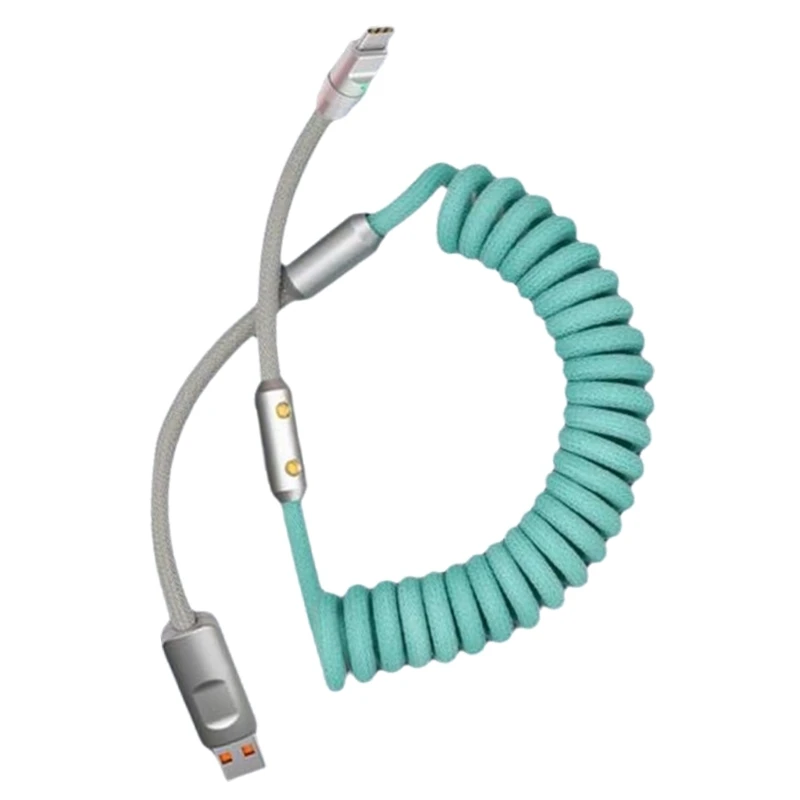 Metal Spring Data Cable, 120W Fast Charging Stretchable Cord Tailored for Usb C H7JF