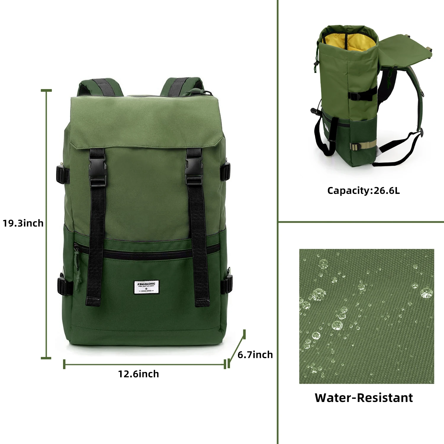 Mochila verde militar para hombre, morral informal de gran capacidad para viajes al aire libre, mochilas escolares impermeables Unisex