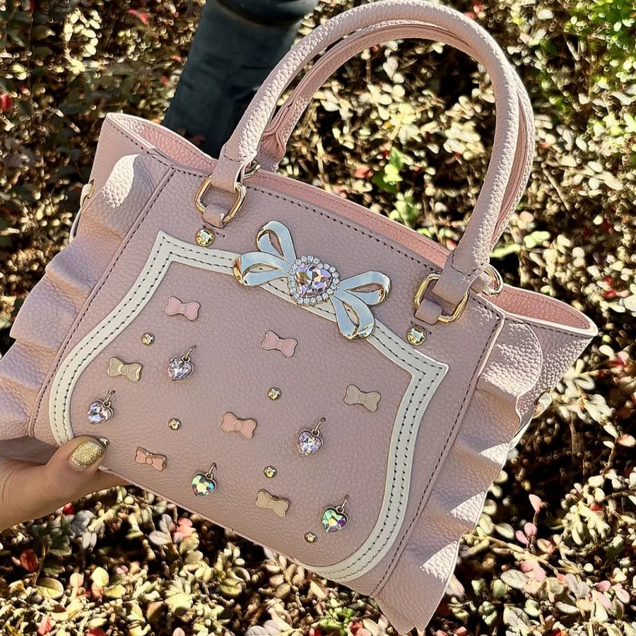

Cute Gemstone Lace Knot Single oulder Crossbody Bag Women's Handbag Sweet Lady Sle Tote Bag for Daily Use