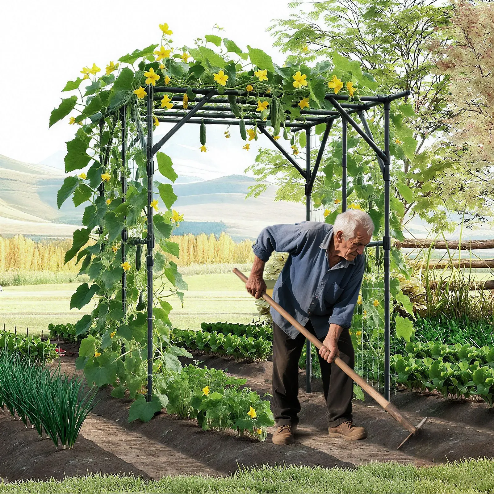 200 X 150 X 197 cm Großer Gartenbogen-Rankgitter mit Rostschutz-PE-Beschichtung in Schwarz